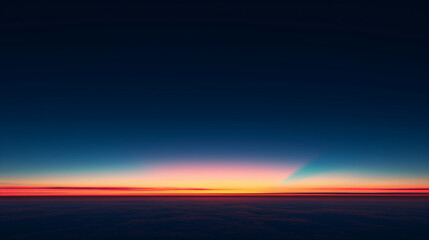 Sticker - Serene Minimalist Sunset with Gradient Transition from Dark Blue to Orange on Horizon