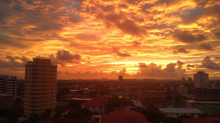 Sticker - Majestic Orange Sunset Sky Over Lagos, Nigeria