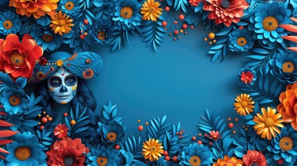 Joyful remembrance: happy Dia de los Muertos, heartfelt celebration embracing rich traditions of honoring deceased relatives with elaborate altars, marigolds, cultural festivities