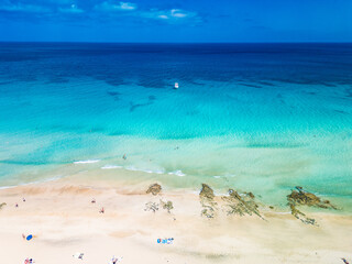 Wall Mural - aerial views of butihondo and jandia beach, fuerteventura, canary islands