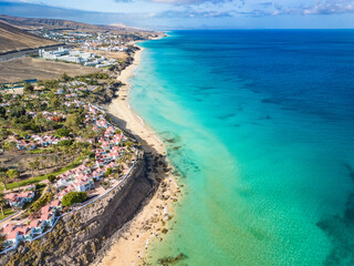 Wall Mural - aerial views of butihondo and jandia beach, fuerteventura, canary islands