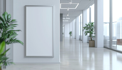 Wall Mural - Modern lobby clean lines with empty blank white frame