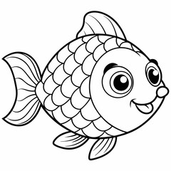 cute cartoon fish vector art illustration