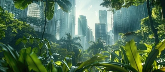 Sticker - Urban Jungle with Skyscrapers and Trees