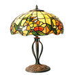© T - Vintage stained glass table lamp with floral design. Beautifully crafted, perfect for home decor or a retro-themed interior setting.