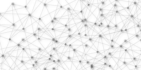 Technology abstract white digital background of connected dot with irregular stock lines. Network Connecting dot polygon background. Concept of Networking technology and futuristic style.