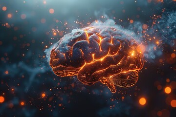 Poster - A brain with a lot of fire coming out of it