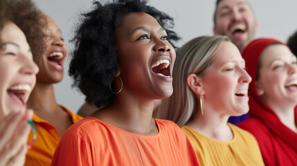 Wall Mural - A group of people are smiling and laughing together