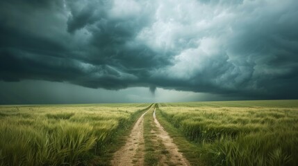 Poster - A stormy sky with a tornado in the distance