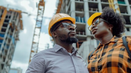 Aufkleber - Two construction workers wearing hard hats