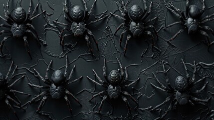 overhead view of a Halloween spiders