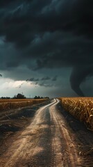 Poster - A road with a tornado in the distance