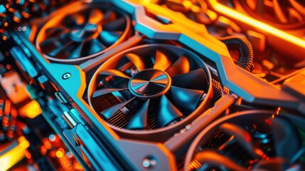 Poster - Close-Up of a Graphics Card with Cooling Fans