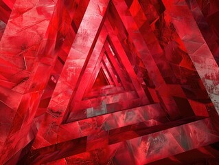 Wall Mural - Triangle structure with red paint