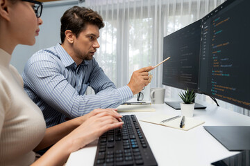 Poster - team skilled developers program thinking newest coding creative website planning software project on