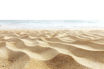 Wall Mural - Frontal view of beach sand on white isolated background for enhanced search relevance