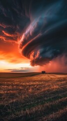 Poster - A storm is brewing in the sky, with a large cloud formation