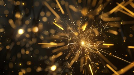 Poster - Sparkling Golden Lights on a Black Background