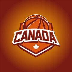 Wall Mural - Basketball club logo, emblem, designs with ball. Canada national team badge vector illustration