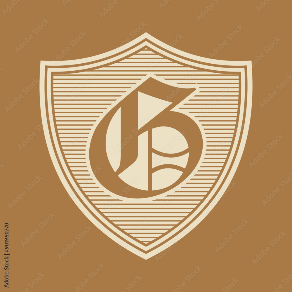 G Football Design The letter G in the Gothic style. Vector. Old alphabet. Set of soccer ...