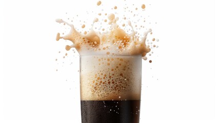 Splashing Dark Beer in Glass