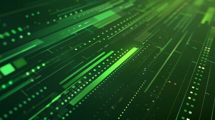 Poster - Futuristic green digital tech background with glowing lines, showing innovation and cybernetic design