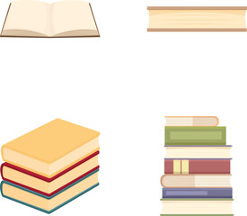 Poster - Colorful assortment of book illustrations set in vector graphic design for educational and academic purposes. Perfect for lovers of literature and knowledge. Featuring a variety of books. Covers