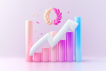 Poster - Dynamic growth chart that features an overlay wreath design and visualizations of trend arrows to illustrate data trends