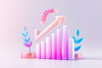 Poster - Business bar graph creatively blended with various nature elements to effectively showcase key growth trends and valuable insights
