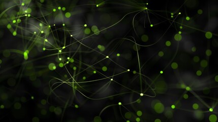 Poster - Abstract visual of glowing green network nodes and lines depicting digital connections and neural patterns.