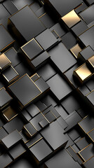 Poster - Seamless pattern of black and gold cubes is creating a modern and elegant abstract background