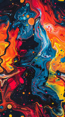 Aufkleber - Colorful swirls and bubbles in an abstract painting, ideal for creative projects and backgrounds
