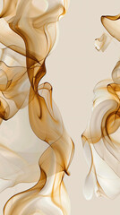 Poster - Abstract beige background with flowing golden and white waves