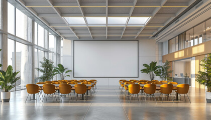 Wall Mural - Modern meeting space high ceilings with empty frame