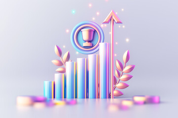 Poster - Engaging, colorful data visualization featuring dynamic growth indicators along with a trophy symbol representing achievement