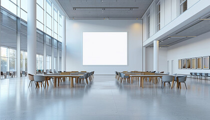 Wall Mural - Modern meeting space high ceilings with empty frame