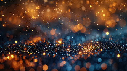 Wall Mural - Black, blue and gold bokeh, Christmas luxury background