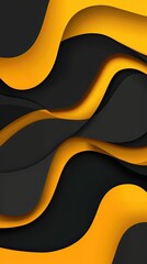 Poster - Abstract Design of Dark Pastel Background Featuring Black and Yellow Wavy Patterns in Contemporary Style