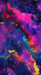 Poster - Abstract background with swirling colors and golden accents creating a magical cosmic scene