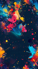 Poster - Abstract background with seamless pattern of colorful liquid acrylic paint mixing and flowing