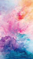 Aufkleber - Ethereal Beauty of Pastel Watercolors Reflecting Vibrant Sky at Sunrise Over Calm Waters