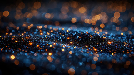 Wall Mural - Black, blue and gold bokeh, Christmas luxury background