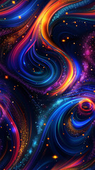 Leinwandbilder - Vibrant colorful waves seamlessly flowing on a dark abstract background, evoking a feeling of dynamic movement and energy