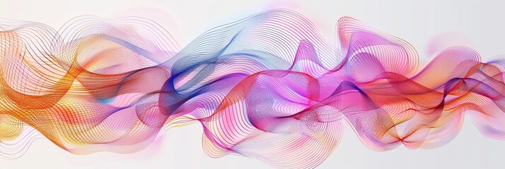 Aufkleber - Mesmerizing Sound Waves Undulating and Intersecting in Colorful Wave-Like Patterns Over a White Background