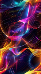 Poster - Colorful light trails creating an abstract background, perfect for technology or music themes