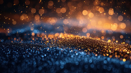 Wall Mural - Blue and gold Abstract background and bokeh on New Year's Eve