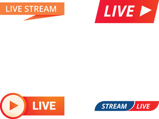 Poster - Collection of modern live stream buttons and icons for broadcasting and streaming