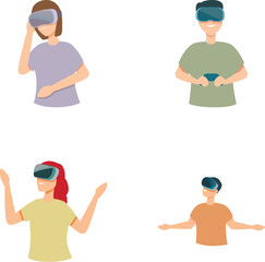 Poster - Collection of illustrated characters engaged with virtual reality tech