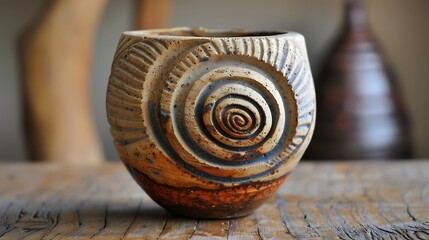 Pot with a unique, spiral design 