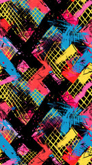 Aufkleber - Creating a modern abstract seamless pattern with colorful brushstrokes and geometric shapes, bursting with energy and vibrancy